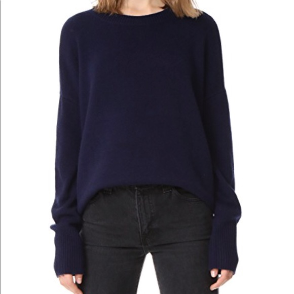 Nwt Theory Karenia Crepe Sweater Navy 